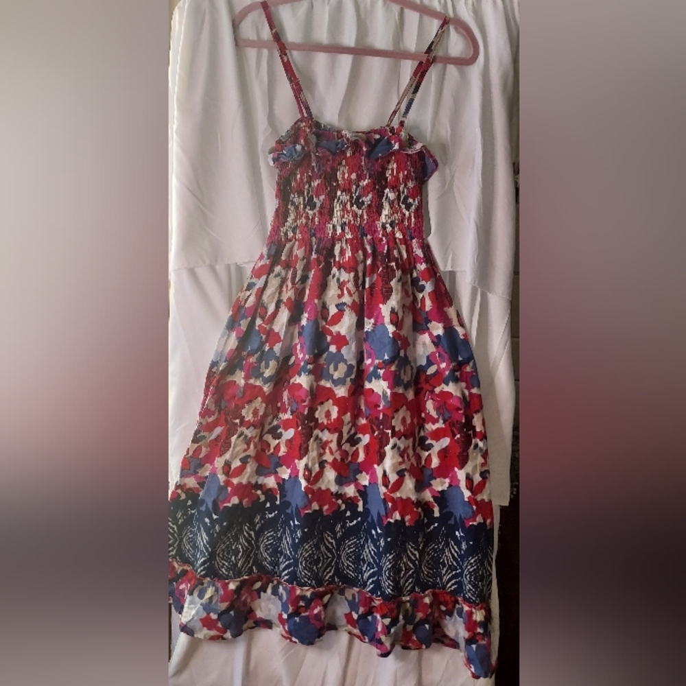 Smocked Abstract Floral Print Sundress by UNITI CASUALS